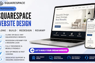clone or build squarespace website design, redesign squarespace website revamp