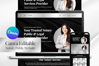 design notary website template, editable canva website for mobile notaries