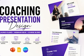design coaching program launch slides, webinar deck, course presentation design