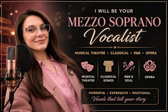 be your mezzo soprano vocalist for musical theatre, classical songs, rnb, opera