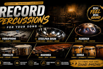 record percussions vibraphone steelpan drum handpan timbales marimba conga