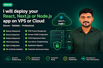 deploy your react, nextjs or nodejs app on vps cloud server
