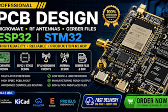 design microwave esp32 stm32 pcb circuit design, rf antennas and gerber files