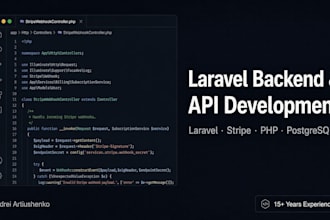 build your laravel backend, API, or payment integration