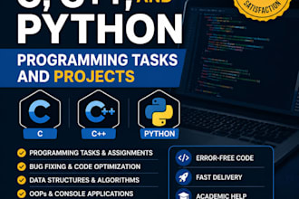 handle c, cpp, and python programming tasks and projects