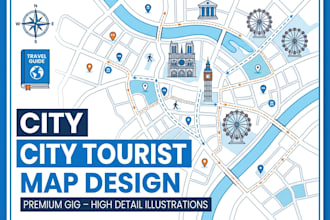 create city tourist maps, landmarks, hotels and attraction guides