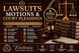 draft lawsuits, legal motions, responses, and court filings