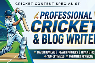 write engaging cricket and sports articles or blog posts