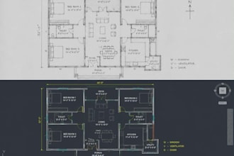 convert hand drawn sketch, PDF, or image to autocad dwg