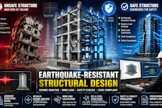 deliver earthquake resistant structural design with seismic analysis wind load