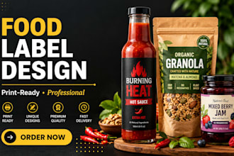 design product label, bottle label, can packaging, food label, cosmetic label