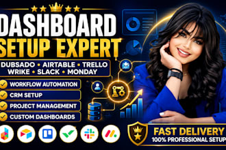 set up your dubsado, airtable, trello, wrike, slack or monday dashboard