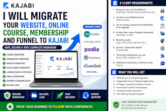 migrate teachable thinkific podia or wordpress website to kajabi or landing page