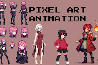 create professional pixel art character design and 2d sprite sheet