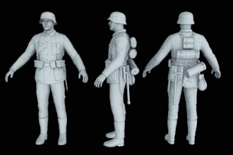 convert 2d to 3d, print ready costume model, face sculpt, 2d to 3d head bust
