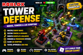 develop a complete roblox tower defense game with waves and tower systems