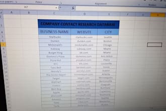 data entry PDF to excel web research