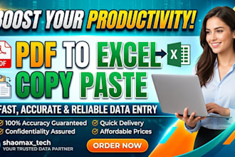 be your virtual assistant for PDF to excel copy paste work