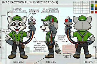 build detailed plushie reference sheet soft toys, stuffed animals, ych character