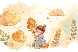 draw a cute watercolor illustrated