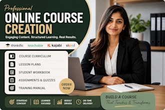 create a digital marketing course curriculum thinkific course content workbook