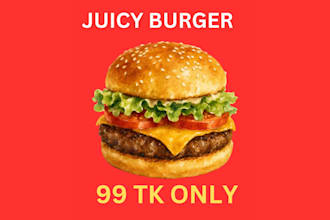design professional fast food poster, burger flyer using juicy burger