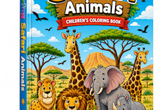 sell digital product about coloring safari animals