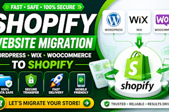 convert and migrate wordpress wix woocommerce website to shopify store setup