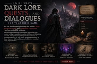 write dark lore, quests, and dialogues for your indie game