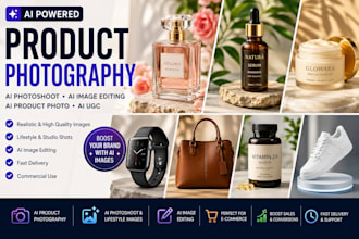 do ai  product photography,ai photoshoot, ai image editing ,ai product photo ugc