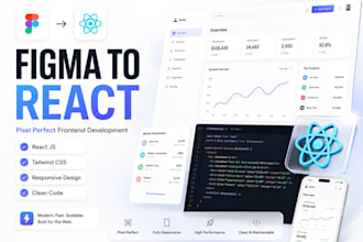 convert figma to react js and tailwind CSS website