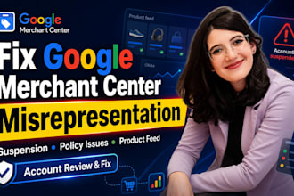 fix google merchant center suspension, misrepresentation