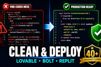 ai code cleanup fix vibe coded mvp production deploy lovable bolt replit secure