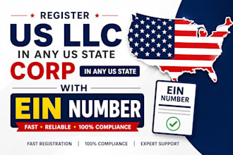 do US llc registration, US company formation and ein in any US state