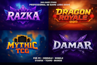 design a professional 3d game logo for studios and developers