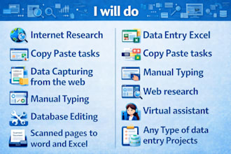 do data entry, copy paste, web search and data collection