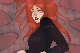 draw half body ilustration full render