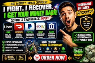 help with uber, doordash, paypal, ebay, and bank chargeback recovery