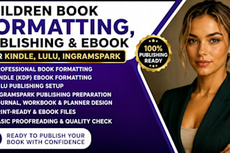 children book formatting, publishing, ebook for kindle, lulu, ingramspark