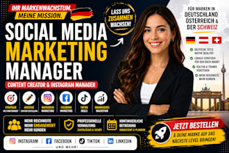 be your german social media marketing manager content creator instagram manager
