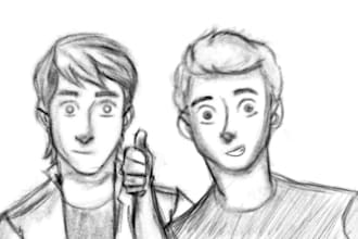 draw custom artwork in a comic , manga , cartoon style