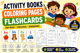 do activity book, coloring book and flashcard illustrator for kids