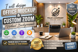 design office mockup and custom zoom virtual backgrounds