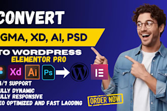 convert figma to wordpress, figma to wordpress, PSD, xd to wordpress elementor