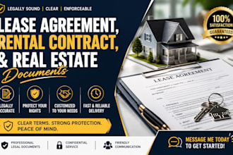 draft lease agreement, rental contract, and real estate documents