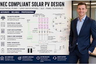 create full nec compliant solar pv design electrical plans and load calculation