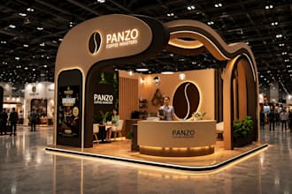 design professional 3d exhibition stall and trade show booth