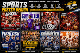 design sports flyer, banner, poster and graphics for basketball,football