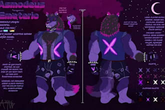 draw a custom furry reference sheet, oc, and character art