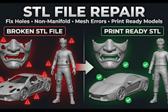 stl file repair, mesh cleanup custom 3mf modification 3d scan cleanup 3d models